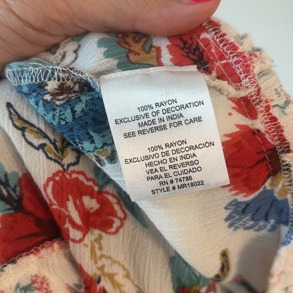 Patrons of Peace Anthropologie Floral boho babydoll top  sleeveless peplum L - Picture 8 of 11